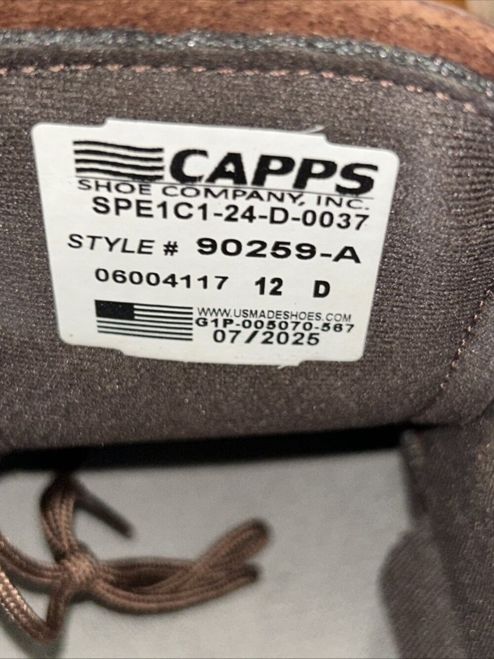 Capps Airlite Uniform Footwear 90259-A Brown Oxford Men's Dress Shoes 12 D AGSU - Picture 2 of 8